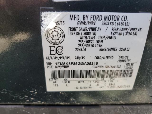 2016 FORD EXPLORER L 1FM5K8F85GGA05316