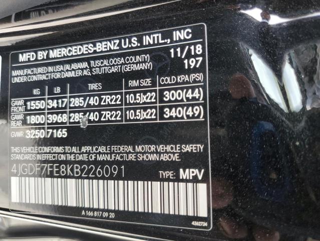 2019 MERCEDES-BENZ GLS 63 AMG 4JGDF7FE8KB226091