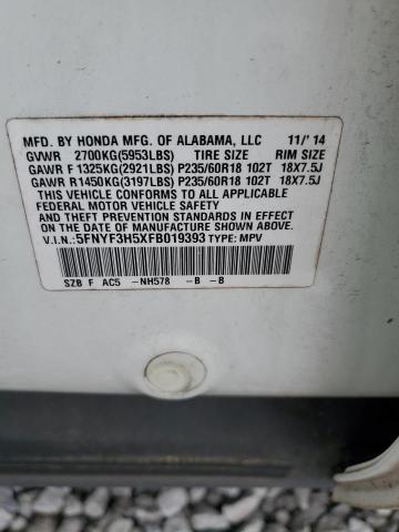 2015 HONDA PILOT EXL 5FNYF3H5XFB019393
