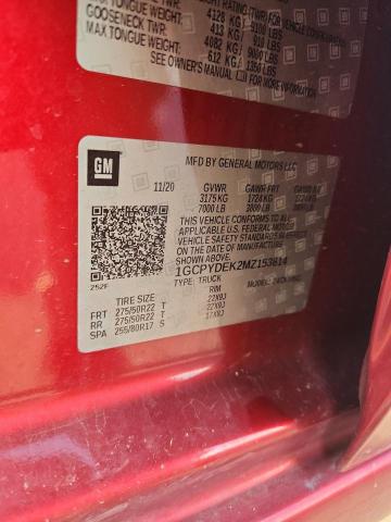 2021 CHEVROLET SILVERADO - 1GCPYDEK2MZ153814