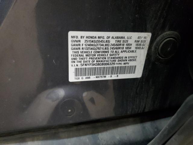 2016 HONDA PILOT EX 5FNYF5H38GB006329
