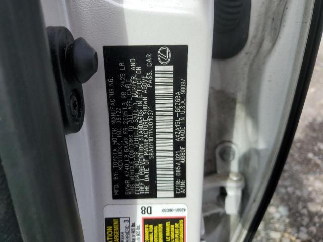 2022 LEXUS ES 250 BAS 58AD11D11NU010371
