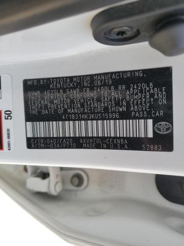 2019 TOYOTA CAMRY LE - 4T1B31HK3KU515996