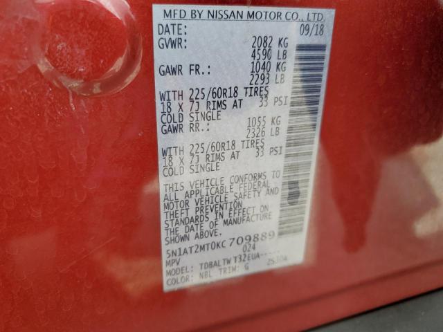 2019 NISSAN ROGUE S 5N1AT2MT0KC709889