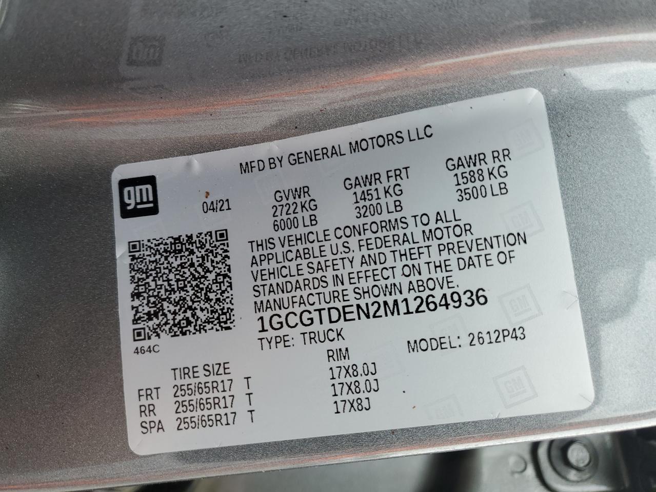 Lot #3309608559 2021 CHEVROLET COLORADO Z