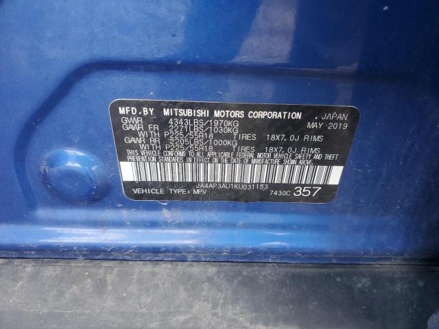 2019 MITSUBISHI OUTLANDER SPORT ES JA4AP3AU1KU031153