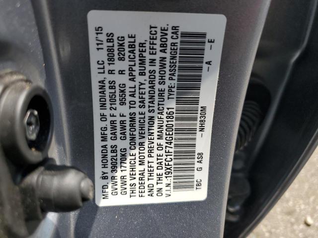 2016 HONDA CIVIC EXL 19XFC1F74GE001861
