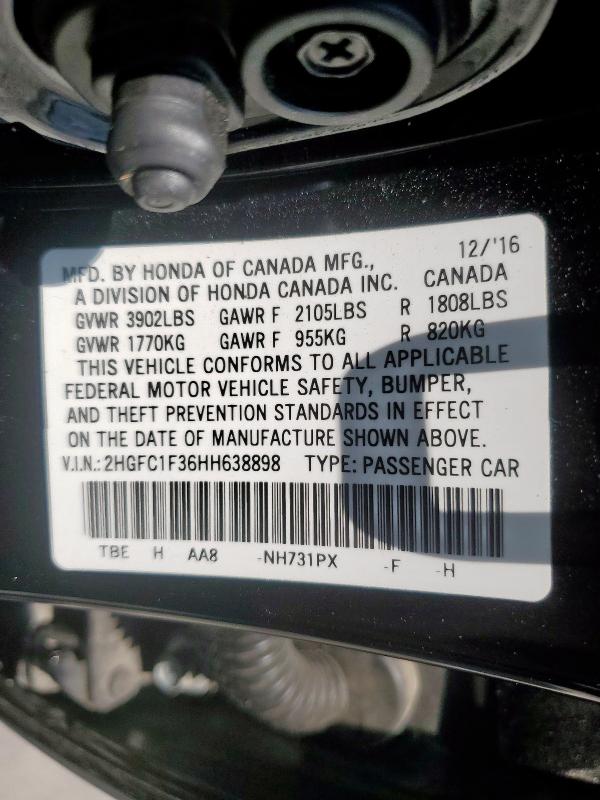 2017 HONDA CIVIC EX - 2HGFC1F36HH638898