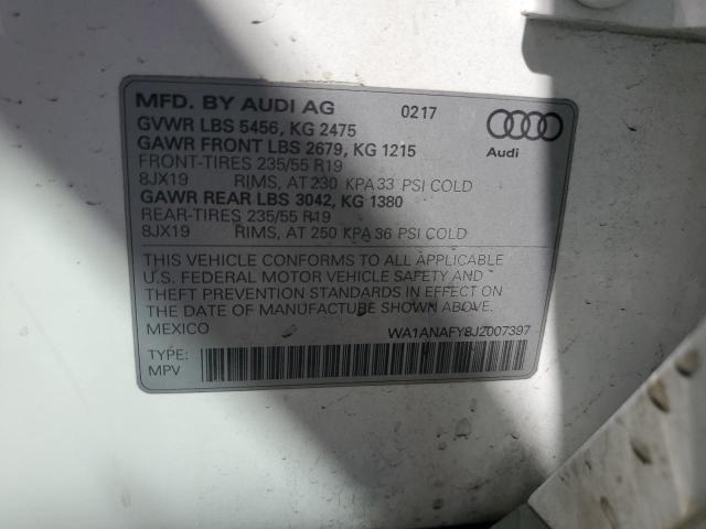 2018 AUDI Q5 PREMIUM WA1ANAFY8J2007397