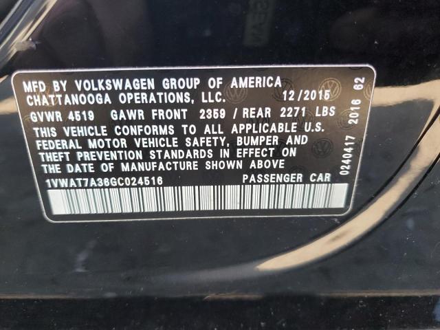 2016 VOLKSWAGEN PASSAT S 1VWAT7A36GC024516