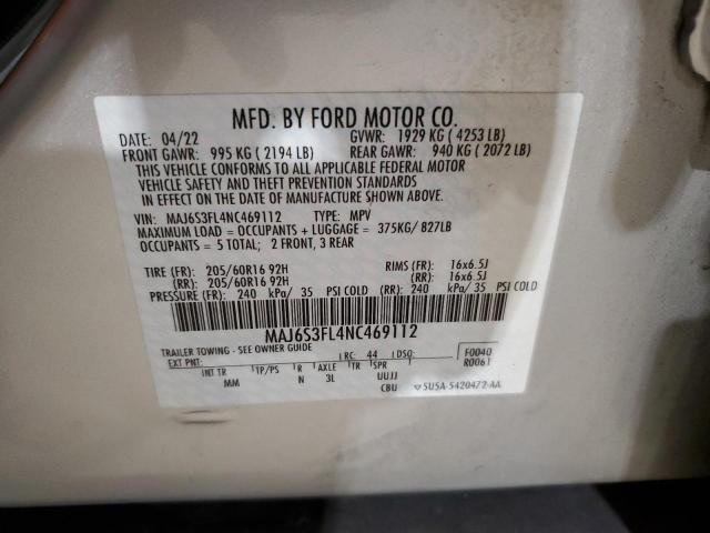 2022 FORD ECOSPORT S MAJ6S3FL4NC469112