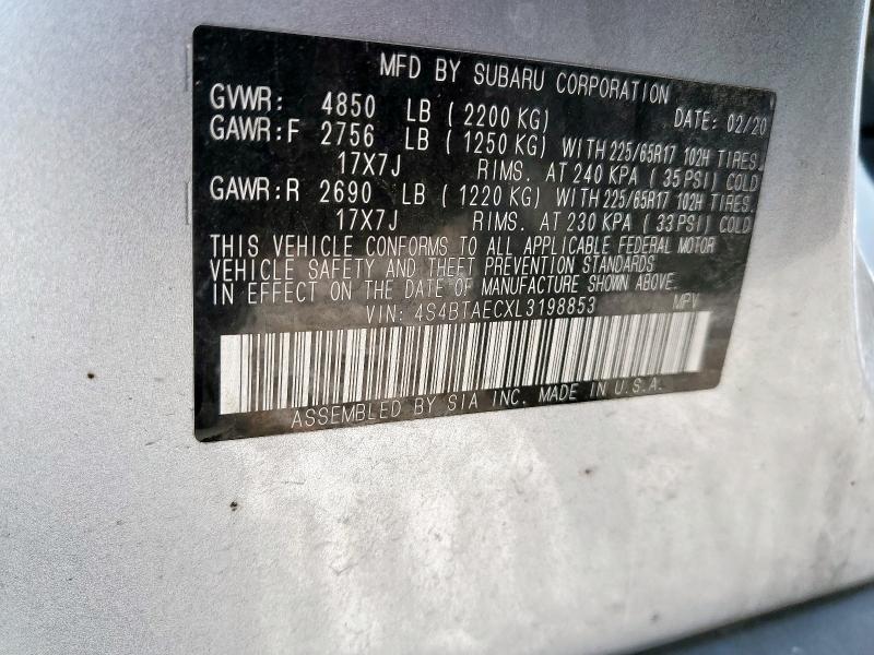2020 SUBARU OUTBACK PREMIUM 4S4BTAECXL3198853
