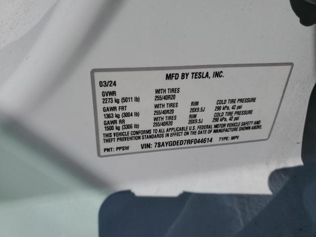 2024 TESLA MODEL Y 7SAYGDED7RF044614