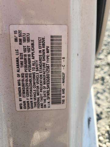 2016 HONDA ODYSSEY 5FNRL5H93GB012587