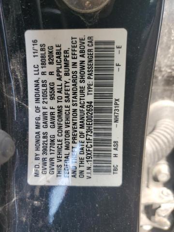 2017 HONDA CIVIC EXL 19XFC1F73HE002694
