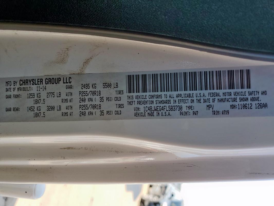 2015 JEEP WRANGLER U 1C4BJWEG4FL583730