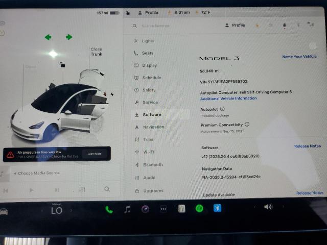 2023 TESLA MODEL 3 5YJ3E1EA2PF589702