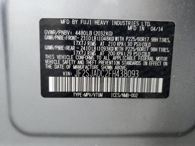2015 SUBARU FORESTER 2 - JF2SJADC2FH438093