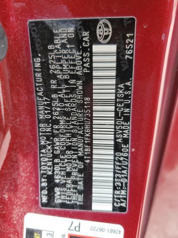 2017 TOYOTA CAMRY - 4T1BF1FK6HU735118