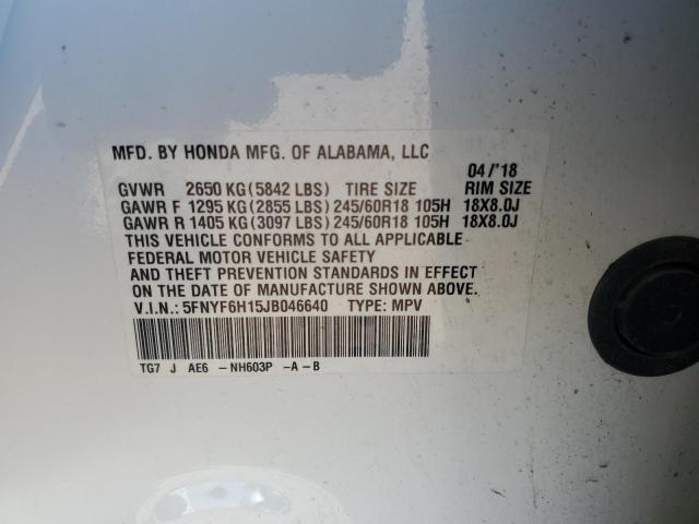 2018 HONDA PILOT LX 5FNYF6H15JB046640