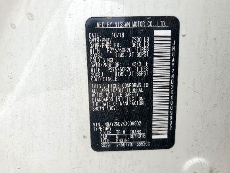 2019 NISSAN ARMADA SV JN8AY2ND2KX009902