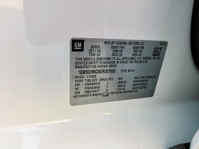 2016 CHEVROLET SUBURBAN C 1GNSCHKC8GR367683