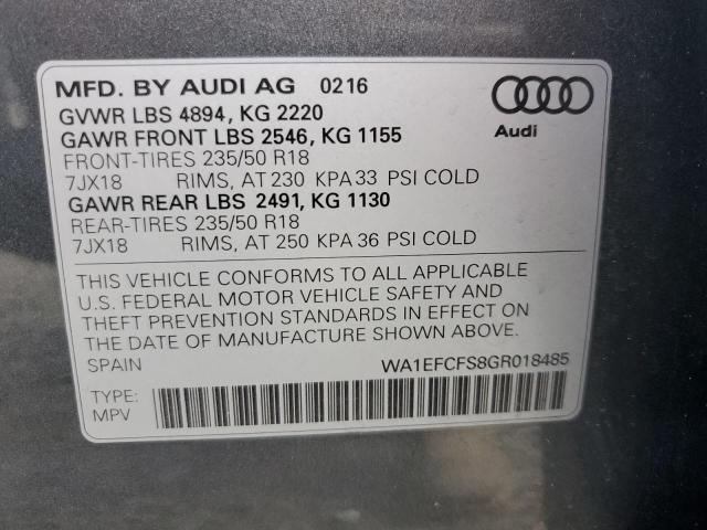 2016 AUDI Q3 PREMIUM WA1EFCFS8GR018485
