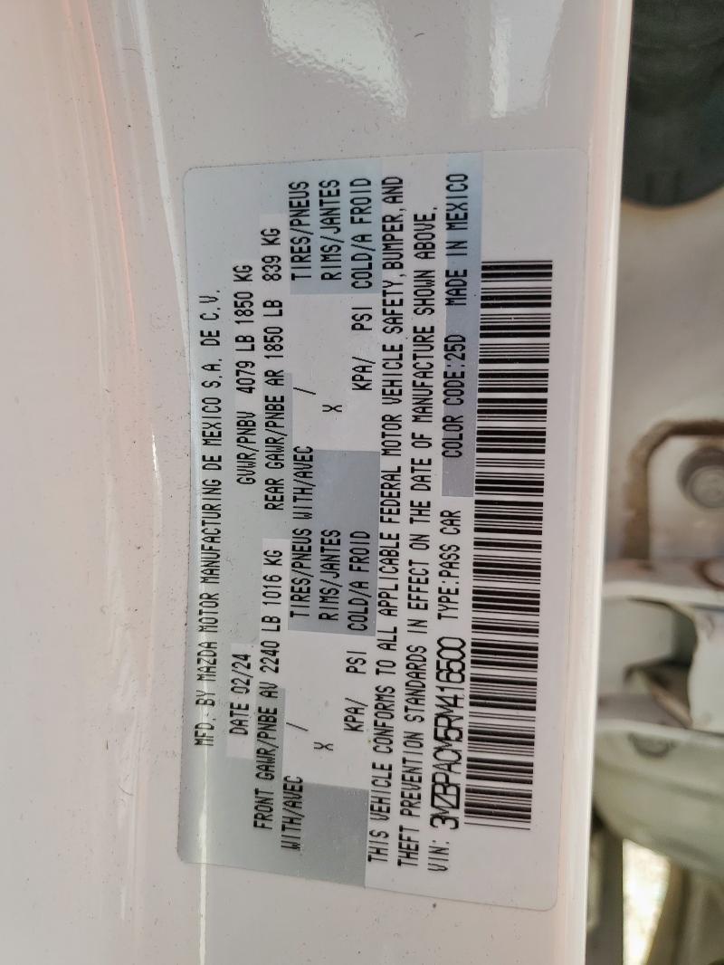 2024 MAZDA 3 PREFERRE 3MZBPACM5RM416500