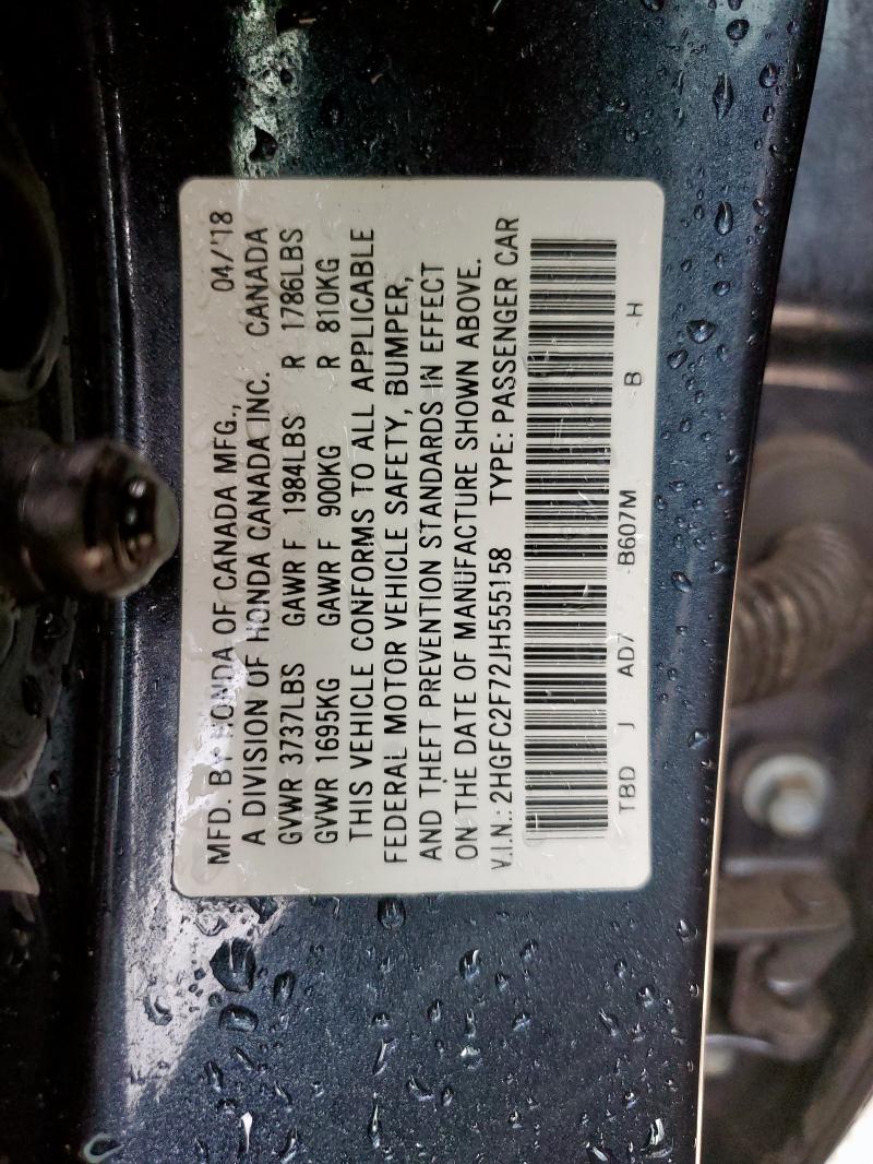 2018 HONDA CIVIC EX 2HGFC2F72JH555158