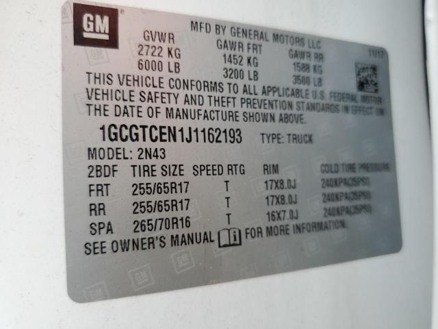 2018 CHEVROLET COLORADO LT 1GCGTCEN1J1162193