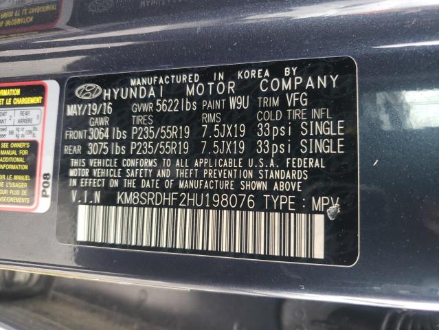 2017 HYUNDAI SANTA FE SE ULTIMATE KM8SRDHF2HU198076