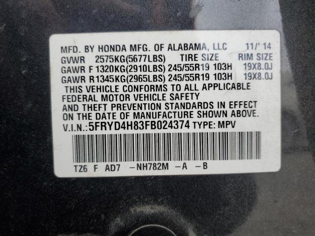 2015 ACURA MDX ADVANC 5FRYD4H83FB024374