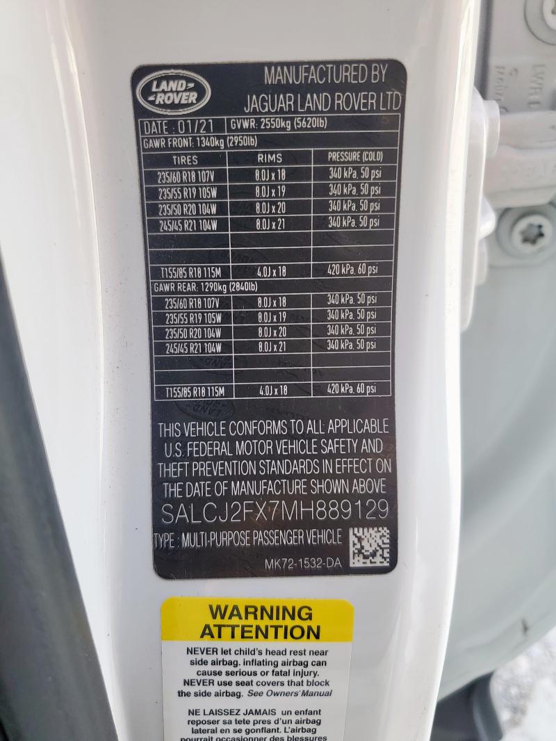 2021 LAND ROVER DISCOVERY SALCJ2FX7MH889129