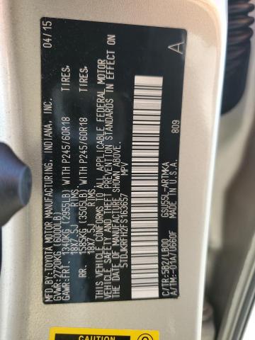 2015 TOYOTA HIGHLANDER XLE 5TDJKRFH2FS163657