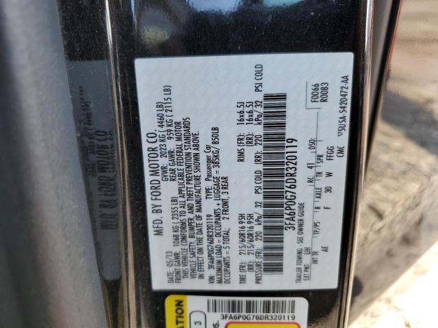 2013 FORD FUSION S - 3FA6P0G76DR320119
