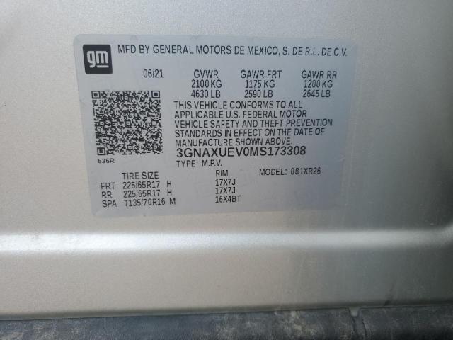 2021 CHEVROLET EQUINOX 3GNAXUEV0MS173308
