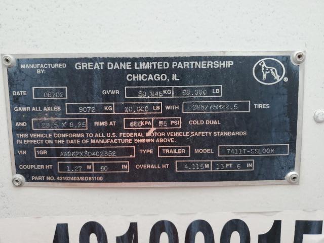 2003 GREAT DANE TRAILER #3221229008