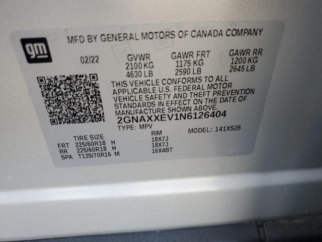 2022 CHEVROLET EQUINOX PREMIER 2GNAXXEV1N6126404