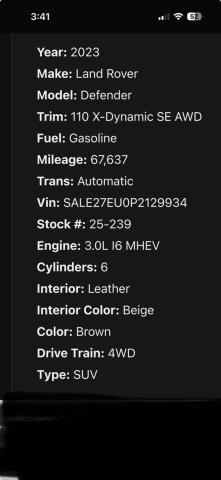 2023 LAND ROVER DEFENDER 1 SALE27EU0P2129XXX
