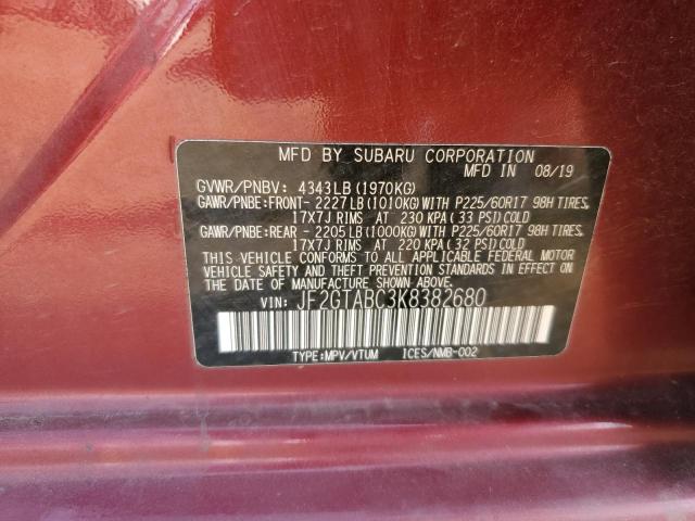 2019 SUBARU CROSSTREK JF2GTABC3K8382680
