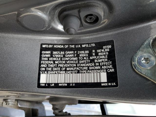 2020 HONDA CIVIC EX SHHFK7H66LU421277