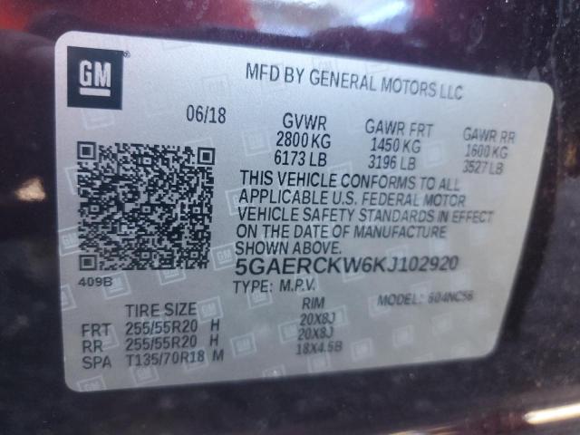 2019 BUICK ENCLAVE PR 5GAERCKW6KJ102920