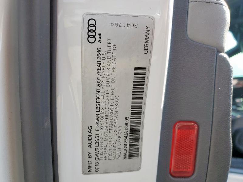 2018 AUDI S5 PRESTIG WAUC4CF54JA136095