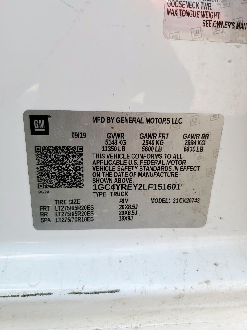 2020 CHEVROLET SILVERADO - 1GC4YREY2LF151601