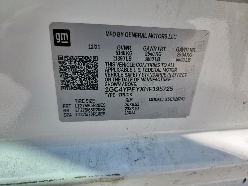2022 CHEVROLET SILVERADO - 1GC4YPEYXNF195725
