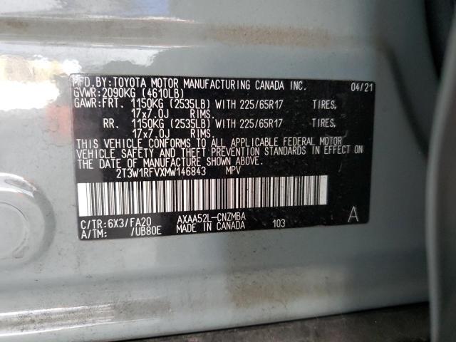 2021 TOYOTA RAV4 XLE 2T3W1RFVXMW146843