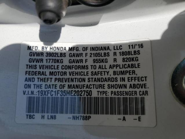 2017 HONDA CIVIC EX 19XFC1F35HE202750