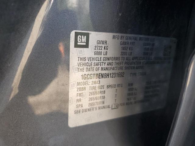 2017 CHEVROLET COLORADO 1GCGTBEN8H1231692