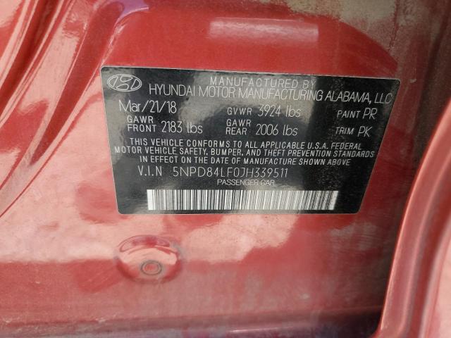 2018 HYUNDAI ELANTRA SEL 5NPD84LF0JH339511