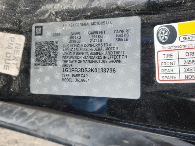 2019 CHEVROLET CAMARO LS 1G1FB3DS3K0133736
